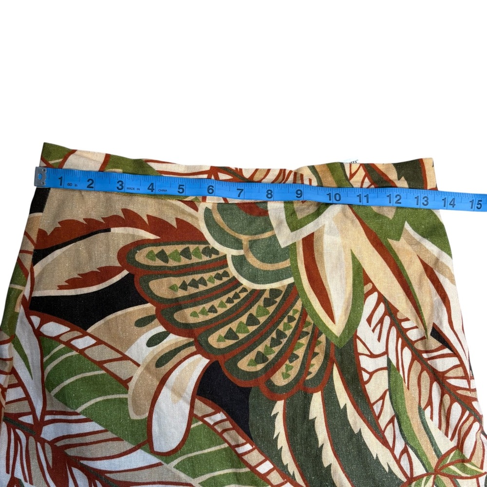 Zara Tropical Print Tiered Linen Blend Maxi Skirt Green Tan Small 7913/053 - Picture 5 of 9